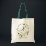 Bolsa Tote Ivory White Roses Floral Bridesmaid Tote Bag<br><div class="desc">Dê à sua festa noiva um saco de tote que os fará sentir-se totalmente lisonjeados! Estes bolsas vêm personalizados para dizer qualquer coisa que você gostaria. Para mais personalização,  clique no link "personalizar mais" e use nossa ferramenta design para modificar esse modelo.</div>