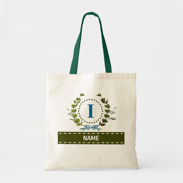 Bolsa Tote Ivy Wreath Personalizada Data de Casamento Monogra (Frente)