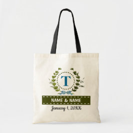 Bolsa Tote Ivy Wreath Personalizada Data de Casamento Monogra