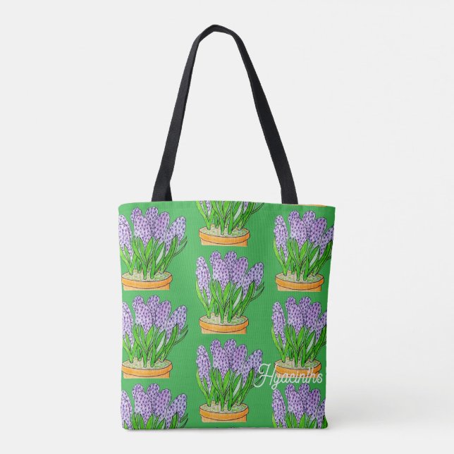 Bolsa Tote Jacintos Roxos em um Planter (Verso)
