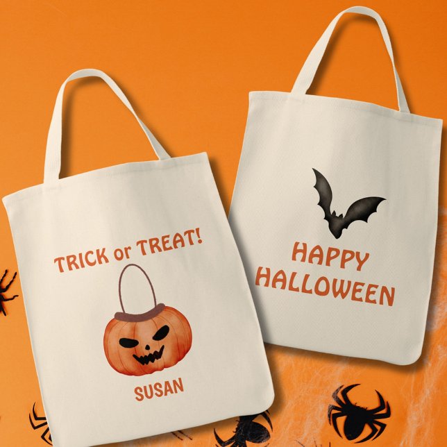 Bolsa Tote Jack O Lantern Trick Ou Trate Feliz Halloween (Criador carregado)