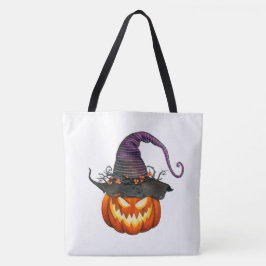 Bolsa Tote Jack-O-Lanterna com o Chapéu das Bruxas