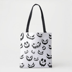 Bolsa Tote Jack O Lanterna Pumpkin Rosto Preto e Branco