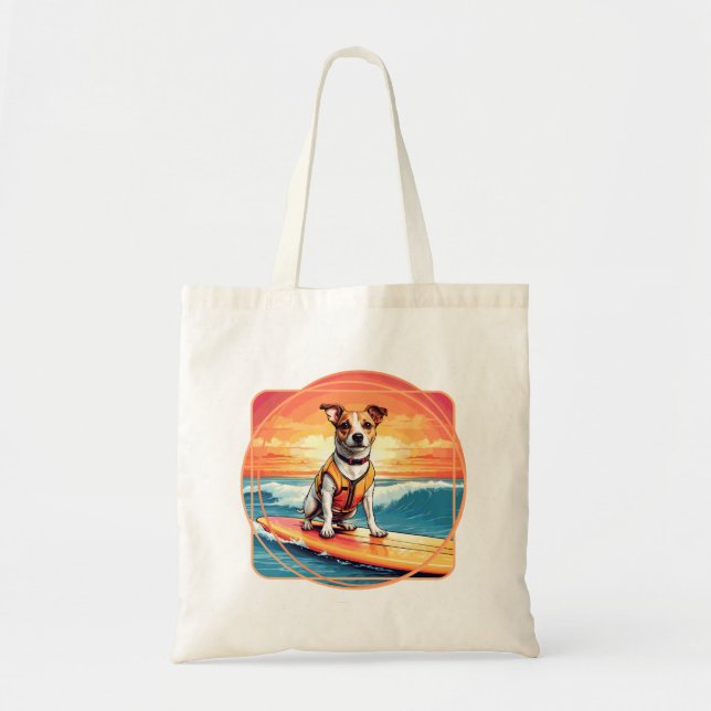 Bolsa Tote Jack Russel Terrier Cão surfador (Frente)