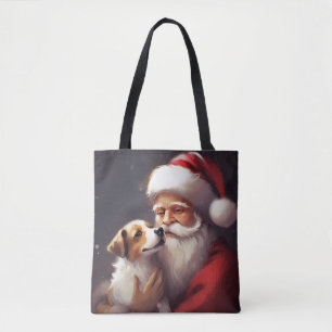 Bolsa Tote Jack Russell Com Papai Noel Natal Festivo