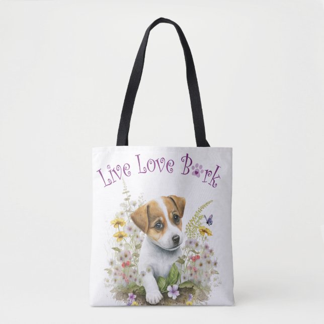Bolsa Tote Jack Russell Dog Mãe Floral (Frente)