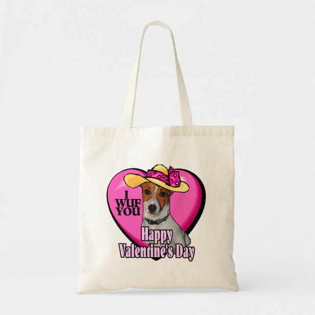 Bolsa Tote Jack Russell Terrier Dia de os namorados (Frente)
