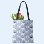 Bolsa Tote Jack Russell Terrier Dog Pattern Blue<br><div class="desc">Um padrão de cachorro bonito mas veloz Jack Russell Terrier em um fundo azul. Estes adoráveis filhotes também são conhecidos como Parson Russell Terriers. Arte original de Nic Squirrell.</div>