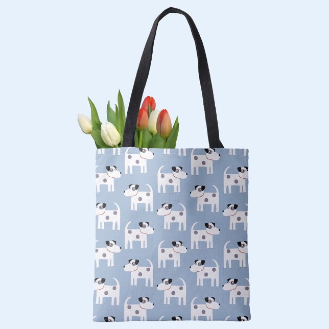 Bolsa Tote Jack Russell Terrier Dog Pattern Blue (Jack Russell Parson Terrier dog pattern blue tote bag)