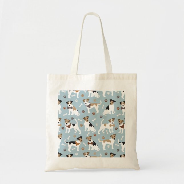Bolsa Tote Jack Russell Terrier Paws e Ossos (Frente)