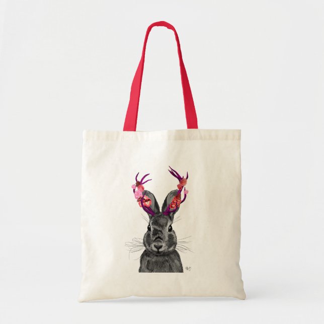 Bolsa Tote Jackalope com Antlers Rosa 2 (Frente)