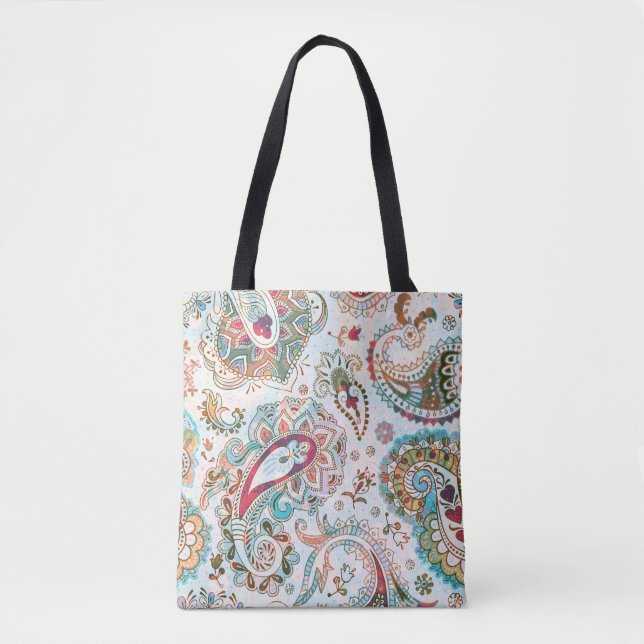 Bolsa Tote Jacobean Ethnic Floral Patterno (Frente)