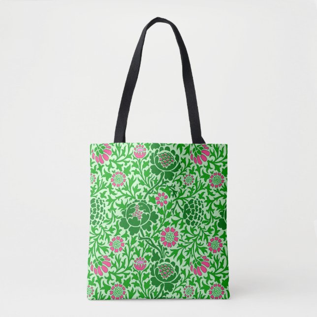 Bolsa Tote Jacobean Floral, Emerald e Verde limão (Frente)