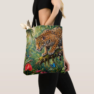 Bolsa Tote Jaguar Floresta Tropical Beija-flores Borboletas F