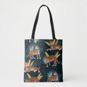 Bolsa Tote Jaguar Palms - Padrão de Vintagem Sem Costura