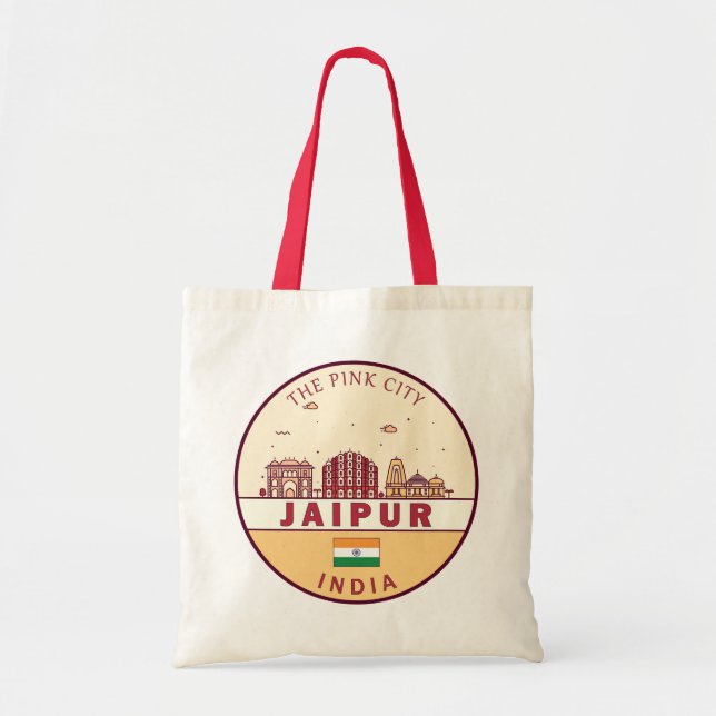 Bolsa Tote Jaipur India City Skyline Emblem (Frente)