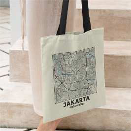 Bolsa Tote Jakarta, Indonesia, City Map Tote Bag