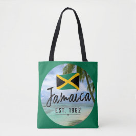 Bolsa Tote "Jamaica Est. 1962" Beach With Jamaica Flag Art