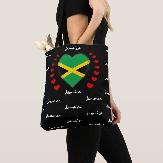 Bolsa Tote Jamaica Flag & Heart, Jamaican Flag fashion/sport (Close Up)