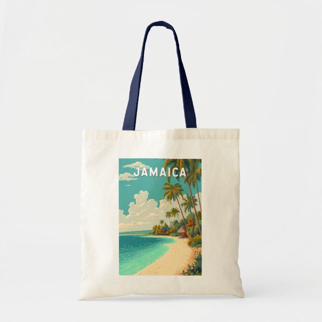 Bolsa Tote Jamaica Illustration Travel Art Vintage (Frente)