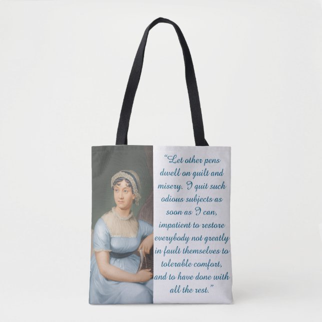 Bolsa Tote Jane Austen Quote (Blue) (Frente)