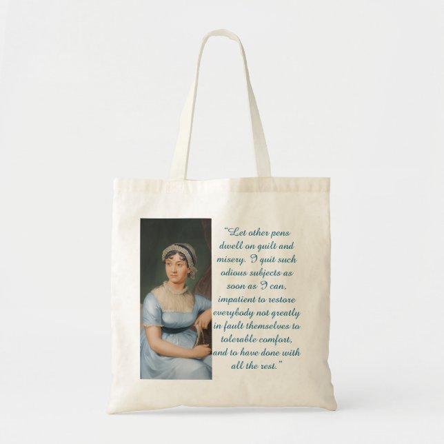 Bolsa Tote Jane Austen Quote (Blue) (Frente)