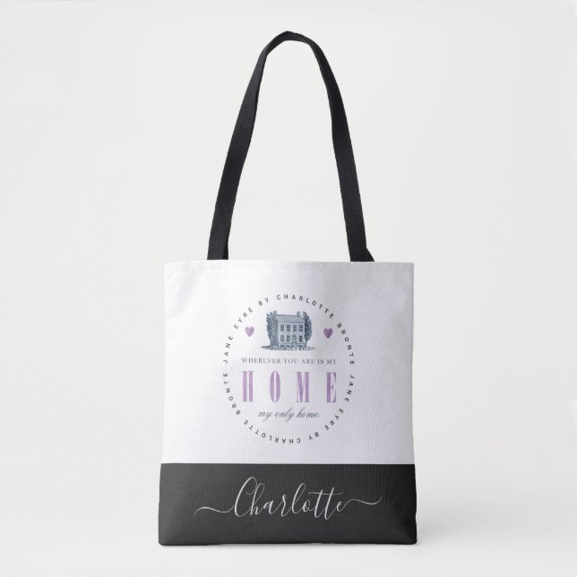 Bolsa Tote Jane Eyre - Minha Única Casa - Adicione Seu Nome (Frente)