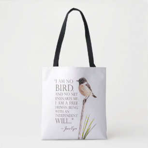 Bolsa Tote Jane Eyre - Não Sou Pássaro - Pássaro Marrom