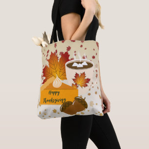 Bolsa Tote Janto de Ação de Graças Cuisine Pumpkin Pie Hot Ch