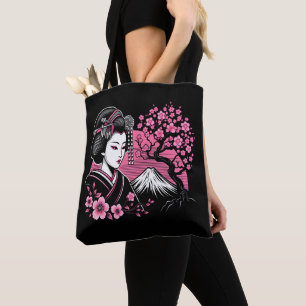 Bolsa Tote Japonês Geisha Monte Fuji Japonês Cherry Blossom
