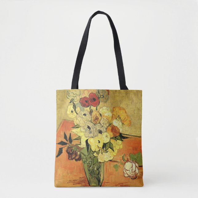 Bolsa Tote Japonês Vase, Rosas, Anemones por Vincent van Gogh (Frente)