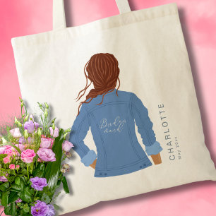 Bolsa Tote Jaqueta de Jeans Desenhada à Mão Cabelo Vermelho D