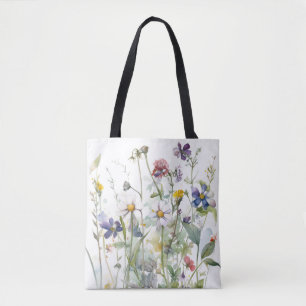 Bolsa Tote Jardim Botânico Aquarela Amarelo Azul