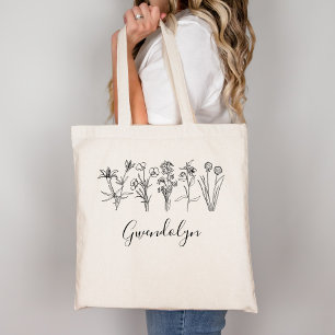 Bolsa Tote Jardim Botânico Boho Floral de Flores Silvestres C