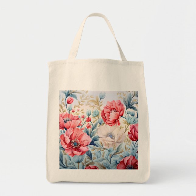 Bolsa Tote Jardim Botânico de Flores Românticas Elegantes (Frente)
