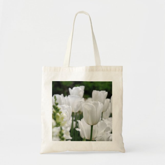 Bolsa Tote jardim branco da tulipa (Frente)
