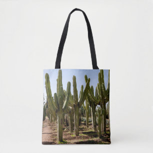 Bolsa Tote Jardim Cactos, paisagem desértica tropical.