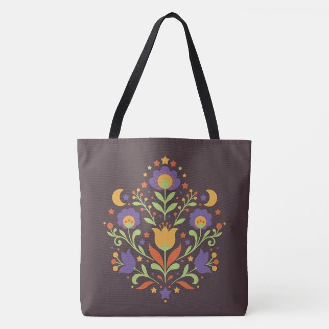 Bolsa Tote Jardim Celestial da Meia-Noite Folk (Frente)