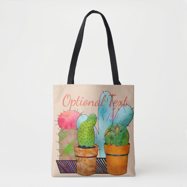 Bolsa Tote Jardim Colorido de Cactus (Frente)