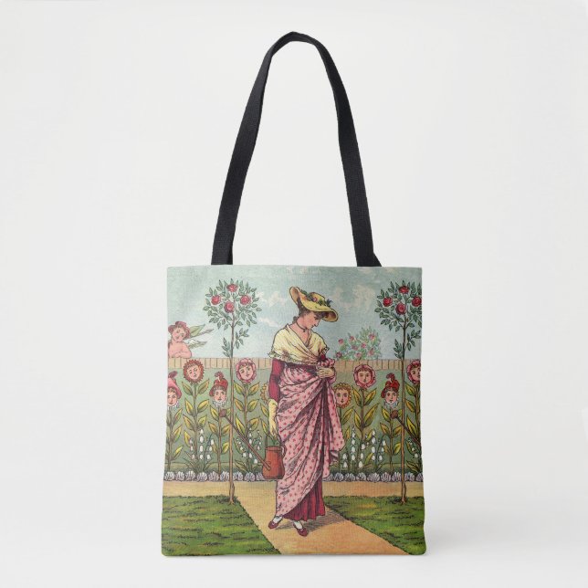 Bolsa Tote Jardim Cresce Árvore Flor Antiquada (Frente)