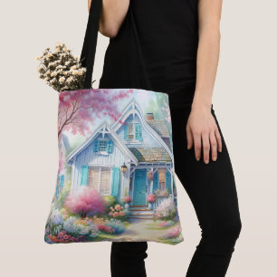 Bolsa Tote Jardim da Cottage Blue da Rua Blossom