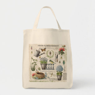 Bolsa Tote Jardim das flores da fazenda francesa Modern Vinta