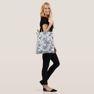 Bolsa Tote Jardim de Borboleta Azul Toile de Jouy