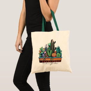 Bolsa Tote Jardim De Cactus Caquetado Em Pote
