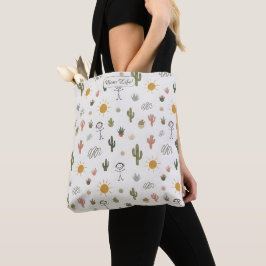 Bolsa Tote Jardim de Cactus Vibração de Mãe Personalizado