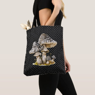Bolsa Tote Jardim de Cogumelos Gingham