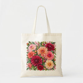 Bolsa Tote Jardim de Dálias em Aquarela Exuberante