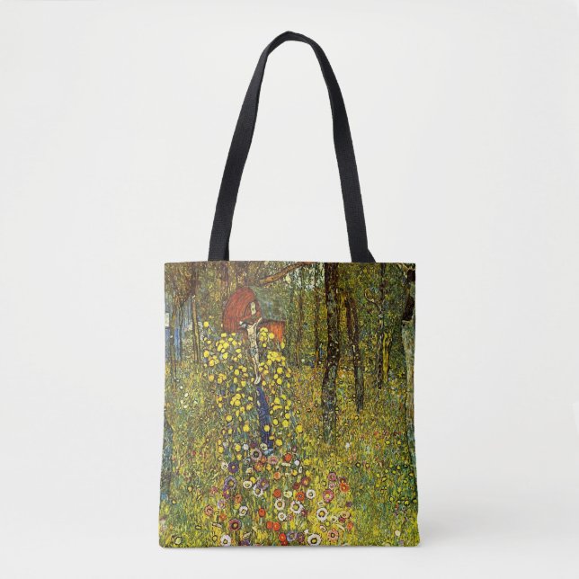 Bolsa Tote Jardim de fazenda com Crucifixo por Gustav Klimt (Frente)