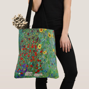 Bolsa Tote Jardim de Fazenda Gustav Klimt com pintura de gira