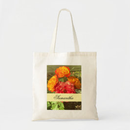Bolsa Tote Jardim De Flor Laranja E Vermelho